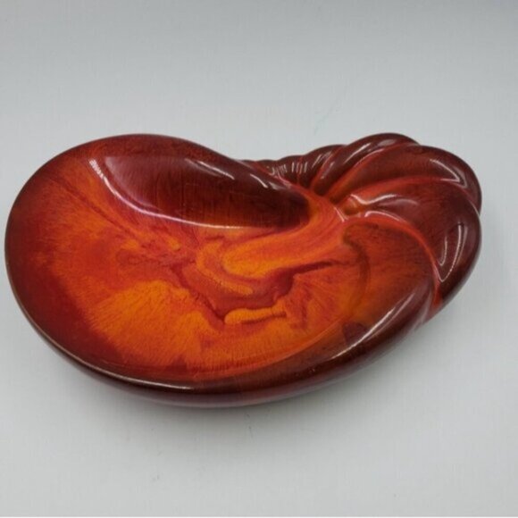 CCC Canada Pottery Red Orange Kidney Candy Trinket Dish - Picture 2 of 13